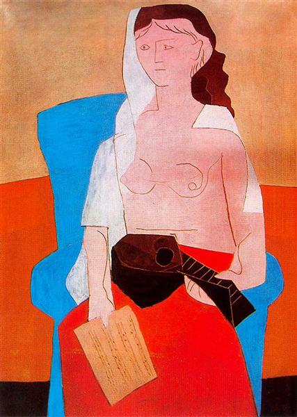 Pablo Picasso Painting Woman With Mandolin Femme A La Mandoline - Click Image to Close